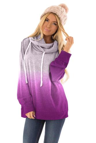Purple Ombre Pullover Long Sleeve Hoodie