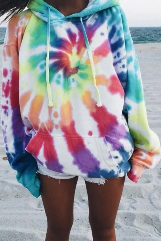 Oversized Rainbow Tie Dye Hoodie