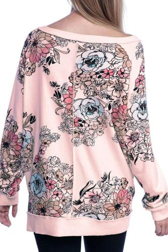 Pink Free People Go on Floral Printed Pullover