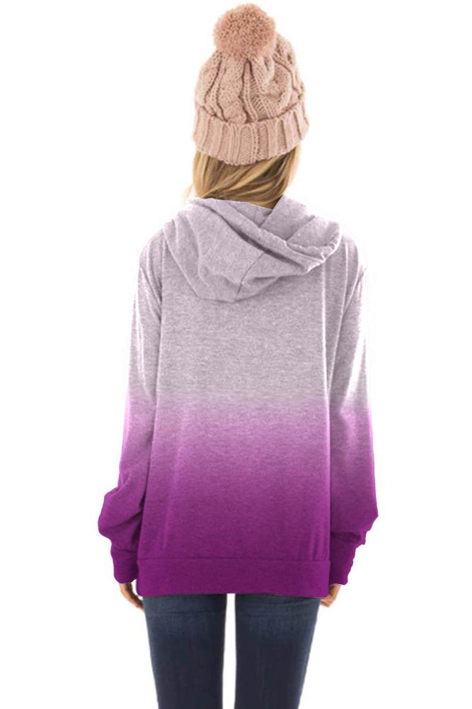 Purple Ombre Pullover Long Sleeve Hoodie