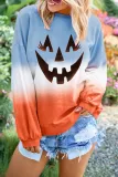 Ombre Color Block Halloween Pumpkin Sweatshirt