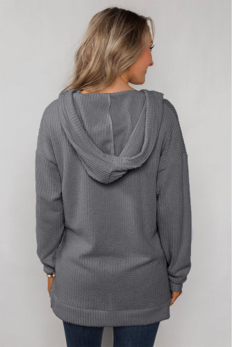 Gray Sweet Dream Thermal Knit Hoodie Outwear