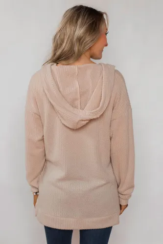 Apricot Sweet Dream Thermal Knit Hoodie Outwear