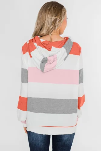 Orange Knocking Overlap Hoodie