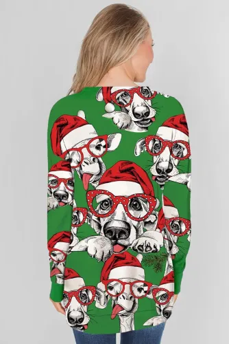 Green Ugly Christmas Cartoon Print Sweatshirt