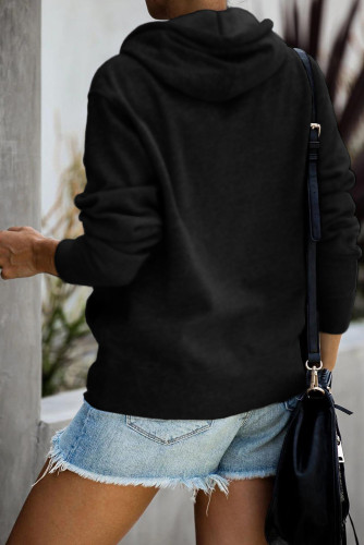 Black Stay Home Squad Pocketed Cotton Blend Hoodie