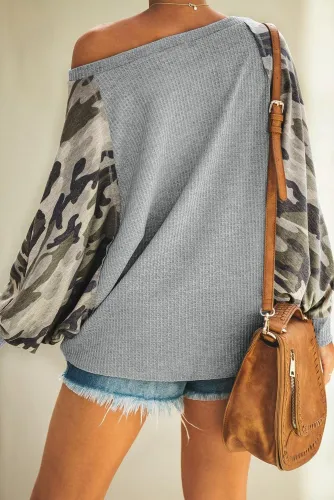 Gray Squadron Thermal Camo Contrast Dolman Top