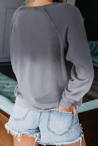 Gray Ombre Crewneck Long Sleeve Sweatshirt
