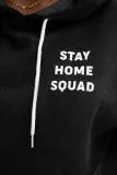 Black Stay Home Squad Pocketed Cotton Blend Hoodie