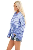 Sky Blue Tie Dye Long Sleeve Drawstring Hoodie