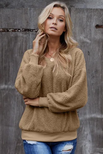 Khaki Terry Thread Cashmere Sweathshirt