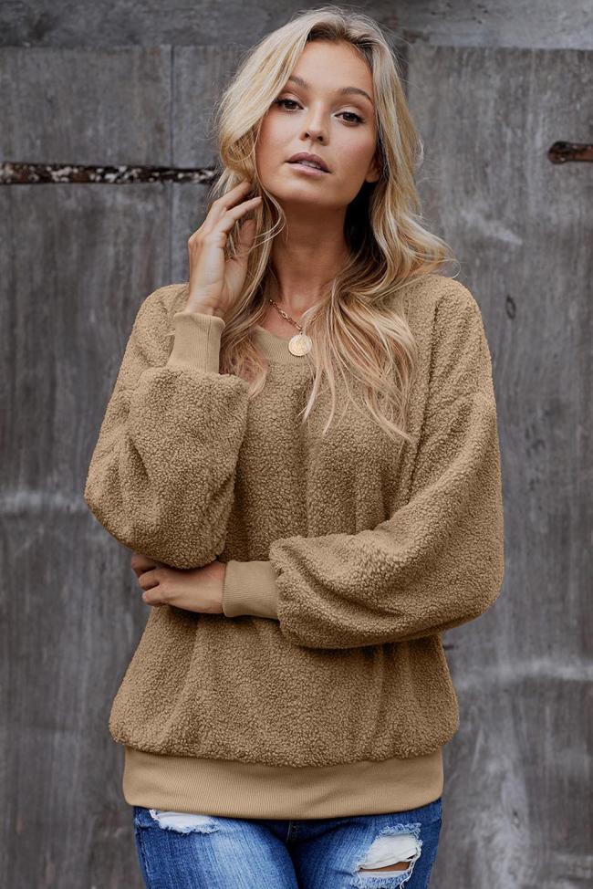 Khaki Terry Thread Cashmere Sweathshirt