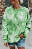 Green Tie-dyed Round Neck Sweatshirt