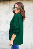 Green Knot Twist Front Long Sleeve Casual Pullover Sweatshirt