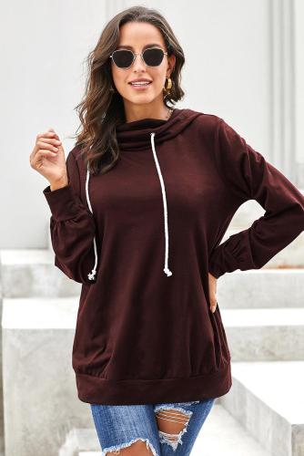 Red Long Sleeve Hoodie with Rope Drawstring