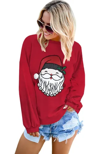Cute Santa Clause Pattern Pullover Sweatshirt