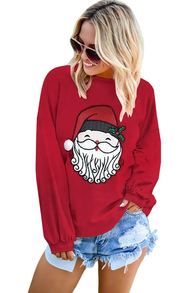 Cute Santa Clause Pattern Pullover Sweatshirt