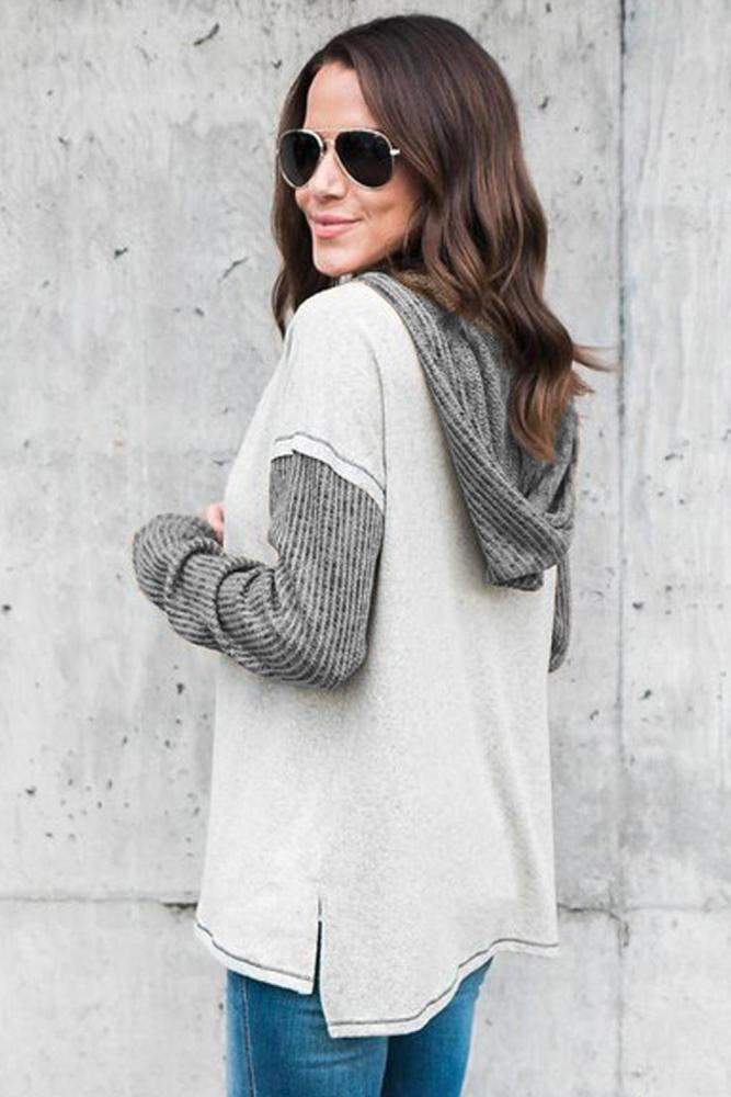 Gray Clear As Day Contrast Knit Top