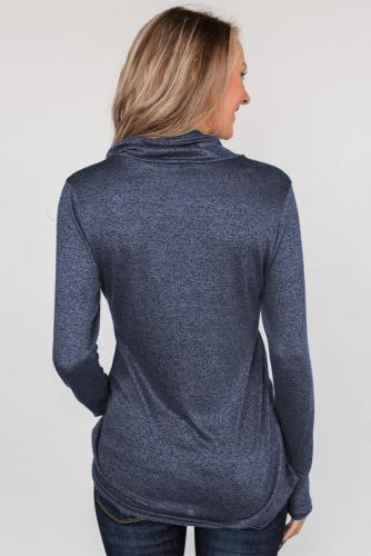 Blue All This Time Zipper Pullover Top
