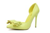 10.5CM Stylish Delicate Sweet Bow Shallow Pointed Sidecut Hollow Dress Elegant Heeled Sandals