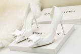 10.5CM Stylish Delicate Sweet Bow Shallow Pointed Sidecut Hollow Dress Elegant Heeled Sandals
