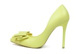 10.5CM Stylish Delicate Sweet Bow Shallow Pointed Sidecut Hollow Dress Elegant Heeled Sandals