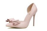 10.5CM Stylish Delicate Sweet Bow Shallow Pointed Sidecut Hollow Dress Elegant Heeled Sandals