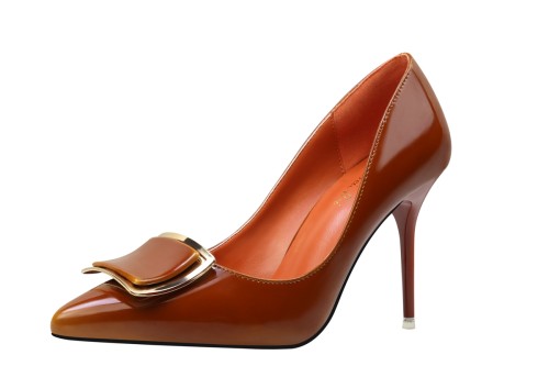 9.5CM Light Pointed Patent Leather Buckle Sweet Dress Elegant Heeled Sandals