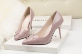 9.5CM Fashion Pointed Patent Leather H Shallow Dress Elegant Heeled