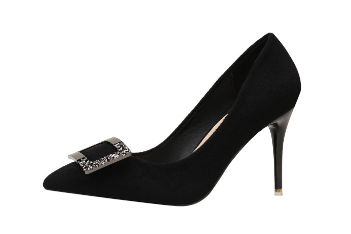 9CM Minimalist Shallow Pointed Square Buckle Sexy Stiletto Wedding Party Sandals