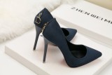 Asmxing 11CM Suede Shallow Pointed D buckle Dress Wedding Party Elegant Heeled Sandals