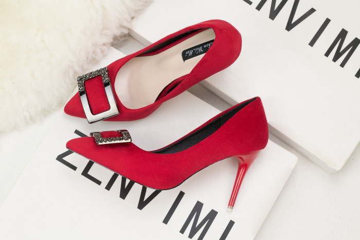 9CM Minimalist Shallow Pointed Square Buckle Sexy Stiletto Wedding Party Sandals