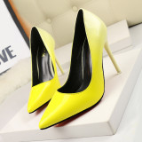 Asmxing 10.5CM Pointed Patent Leather Gradient Sweet Dress Elegant Heeled Sandals