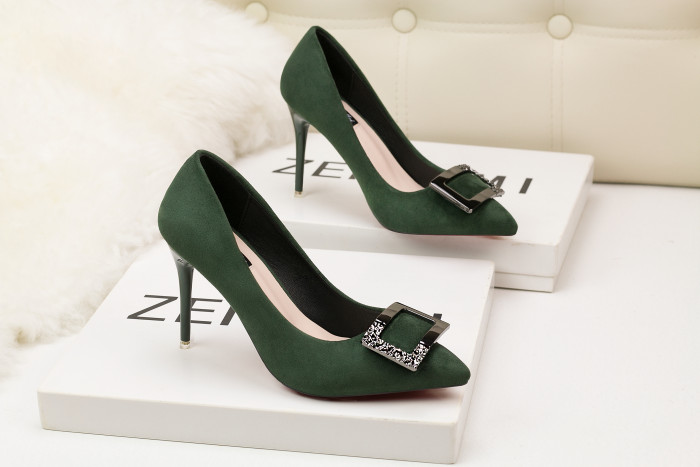 9CM Minimalist Shallow Pointed Square Buckle Sexy Stiletto Wedding Party Sandals
