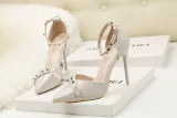10CM Sexy Rivets Shallow Pointed Elegant Dress Heeled Sandals