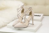 10CM Suede Pointed Cross Strap Bow-knot Sexy Ankle Straps Sandals