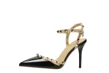 9CM Sweet Shallow Pointed Rivet PU Hollow Dress Elegant Sandals