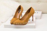 9CM Fashionable Suede Nipple Pointed Dress Wedding Party Elegant Heeled Sandals