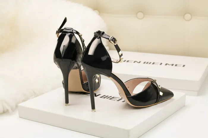 10CM Sexy Rivets Shallow Pointed Elegant Dress Heeled Sandals