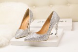 Asmxing 10.5CM Sexy Metal Sequins Sandals High Heel Pointed Toe
