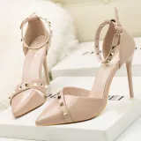 10CM Sexy Rivets Shallow Pointed Elegant Dress Heeled Sandals