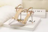 9CM Sweet Shallow Pointed Rivet PU Hollow Dress Elegant Sandals
