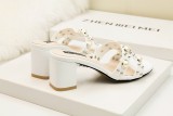 7CM Fashion Thick Pearl Rivets  Pump Heel Mules