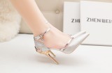10CM Metal Hollow Suede Sidecut High Stiletto Heel Dress Wedding Party  Sandals