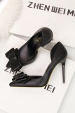 10.5CM Stylish Delicate Sweet Bow Shallow Pointed Sidecut Hollow Dress Elegant Heeled Sandals