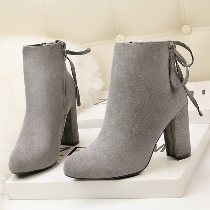 9CM Thick High Heel Suede Fringed Sexy Wedding Party Booties