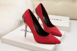 10CM Metal Hollow Suede Dress Wedding Party Elegant Heeled Sandals