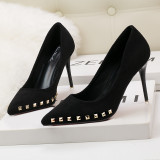 9CM Fashionable Suede Nipple Pointed Dress Wedding Party Elegant Heeled Sandals