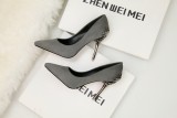 10CM Metal Hollow Suede Dress Wedding Party Elegant Heeled Sandals