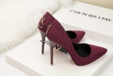 Asmxing 11CM Suede Shallow Pointed D buckle Dress Wedding Party Elegant Heeled Sandals